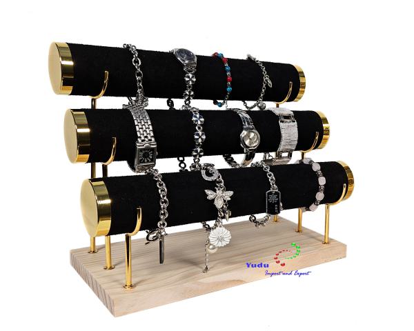 3er Schmuckständer Schmuckhalter Armbandständer Uhrenständer mit Metallträger schwarz